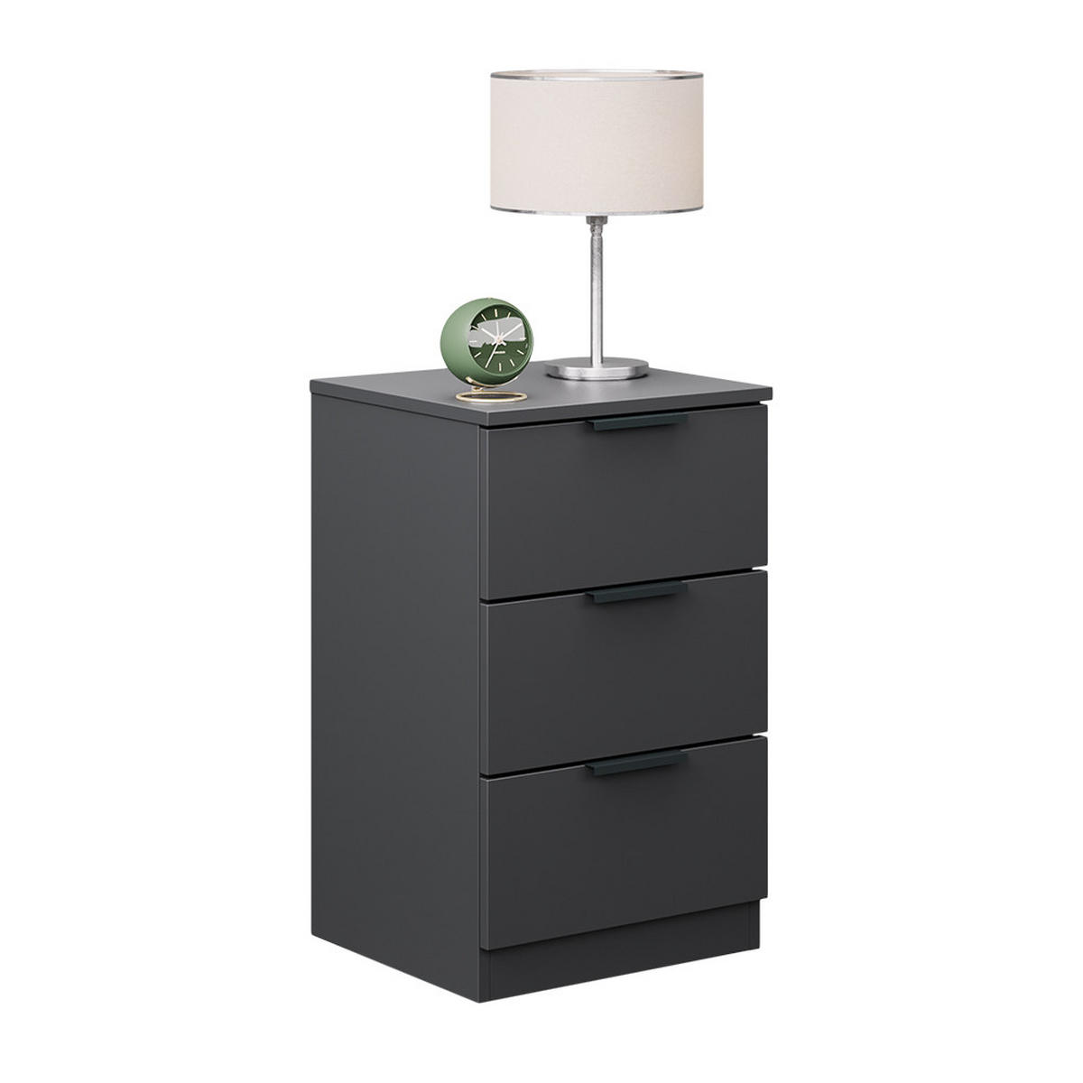 NACHTTISCH Fino Schwarz 37.6 x 61.8 cm mit 3 Schubladen - Schwarz, Holzwerkstoff (37.6/61.8/35cm) - Vicco