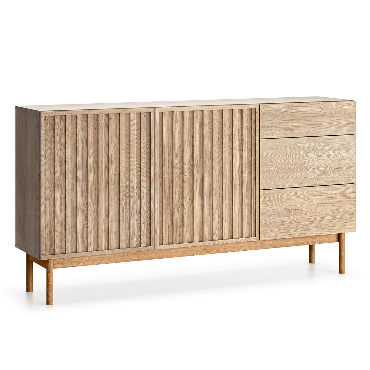 SIDEBOARD Santarco 2T 3S Eiche Cremona 159/84/37 cm – 2 Türen 3 Schubladen - Eichefarben, Holz/Holzwerkstoff (159/84/37cm) - AX Living