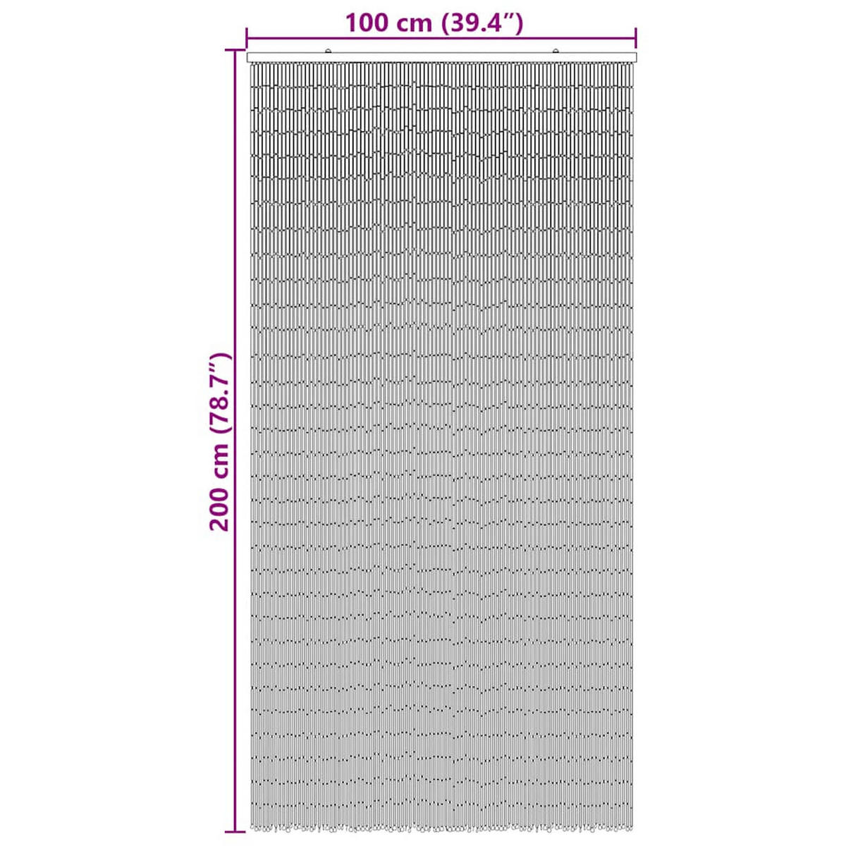 INSEKTEN-TÜRVORHANG Bambus Druck 100/200 Cm Bambus - Multicolor, Naturmaterialen (2/200/100cm) - vidaXL