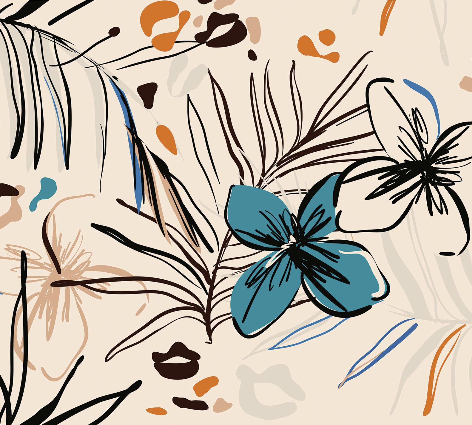 FOTOTAPETE Blumenmuster 270 x 300 cm - Multicolor, Papier (270/300cm) - Sanders & Sanders