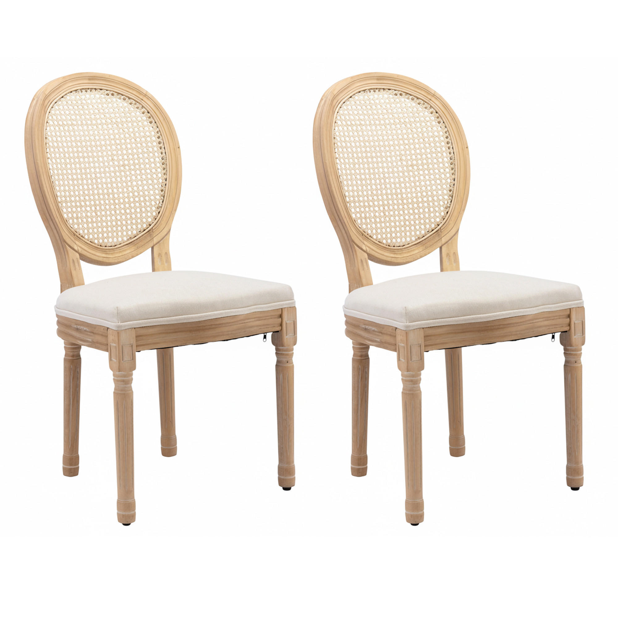 ESSZIMMERSTÜHLE 2er-Set im französischen Landhausstil - Eichefarben, Textil (59/95/49cm) - Urban Meuble