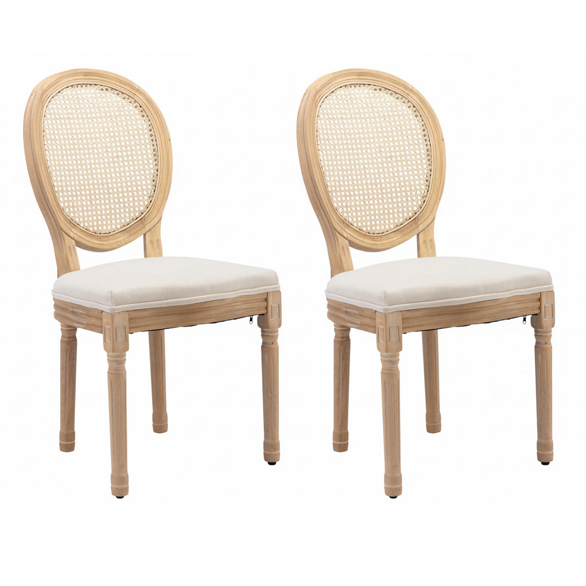 ESSZIMMERSTÜHLE 2er-Set im französischen Landhausstil - Eichefarben, Textil (59/95/49cm) - Urban Meuble