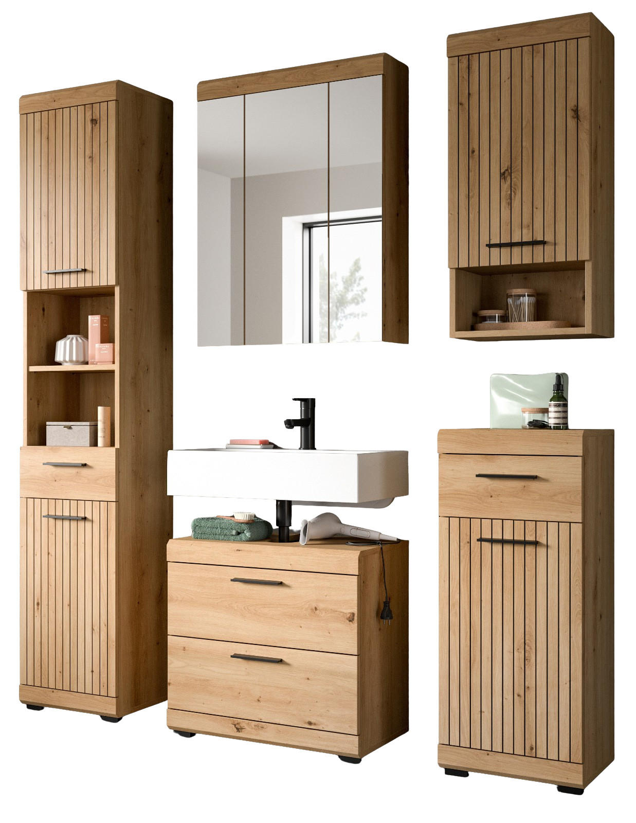 Inn.Furn Badmöbel-Set Eiche Artisan 164x191x34 cm