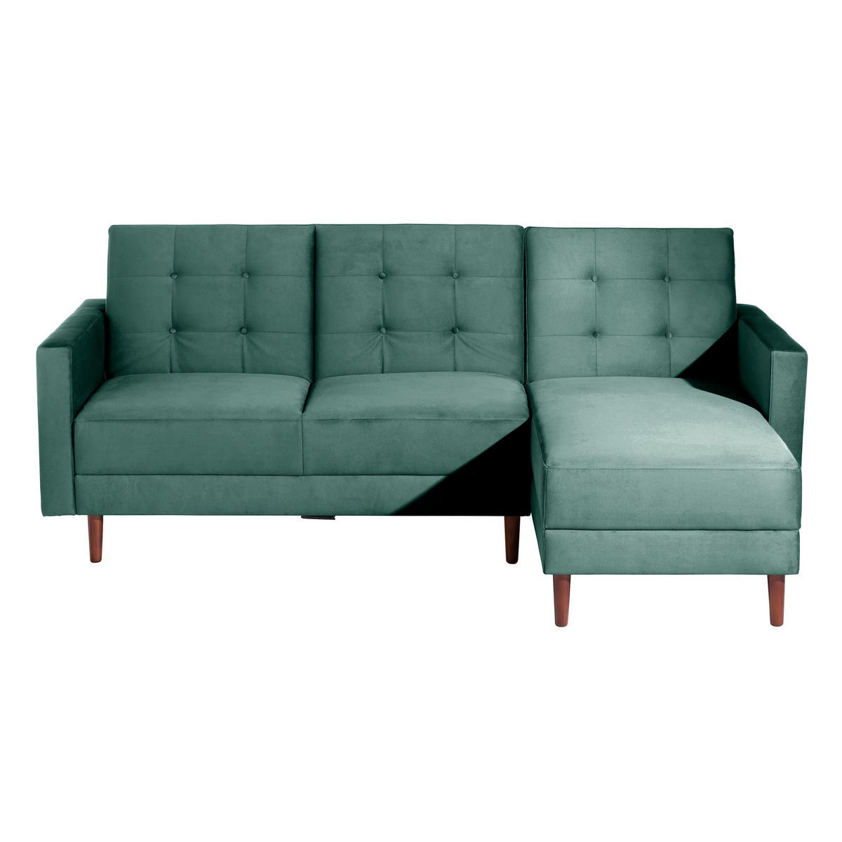 FUNKTIONSSOFA mit Hocker Katunia Samtvelours grün - Grün, Kunststoff (222/92/144cm) - 58aufmkessel