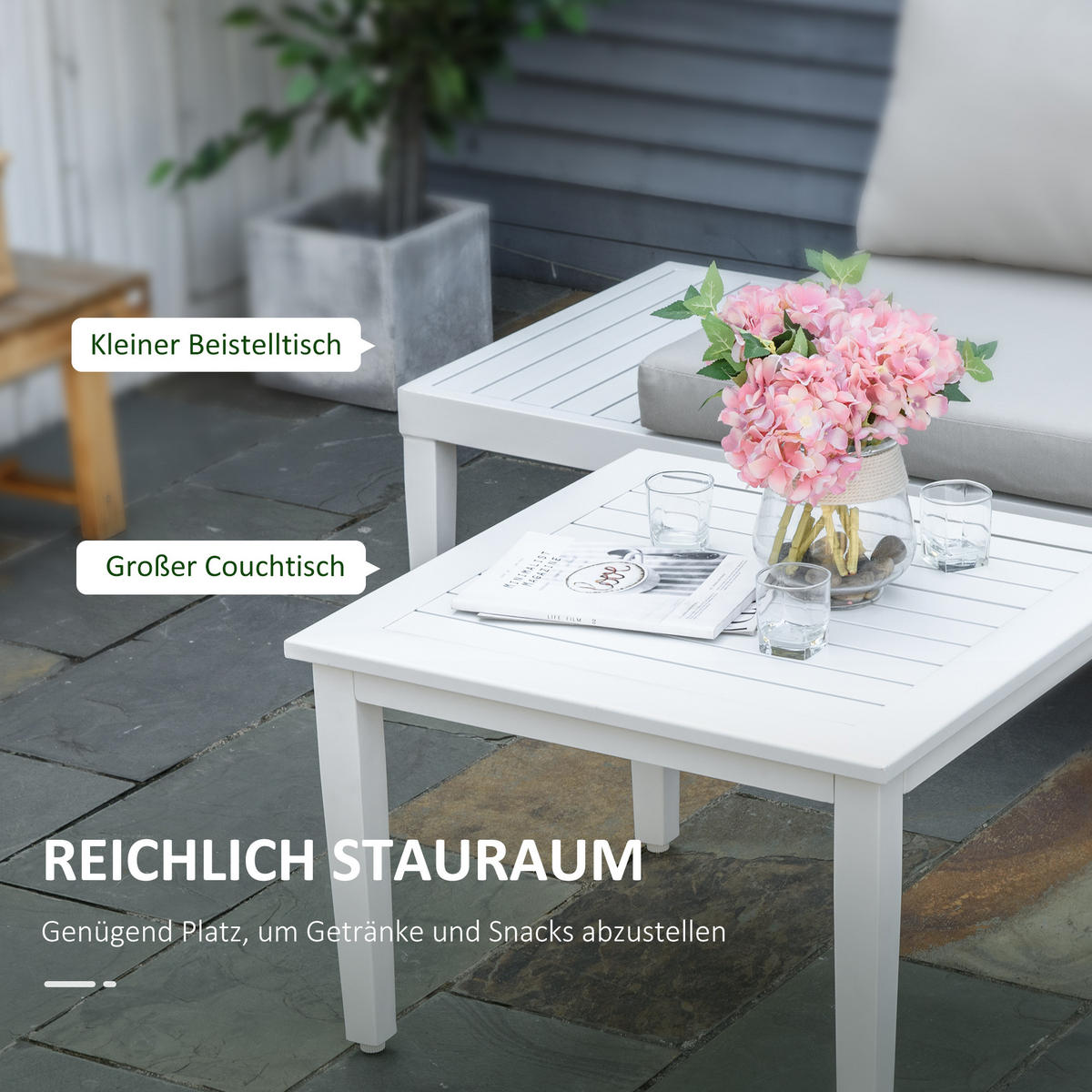 GARTENMÖBEL Set, Alu, Polyester, Beige - Beige, Kunststoff/Metall - Outsunny