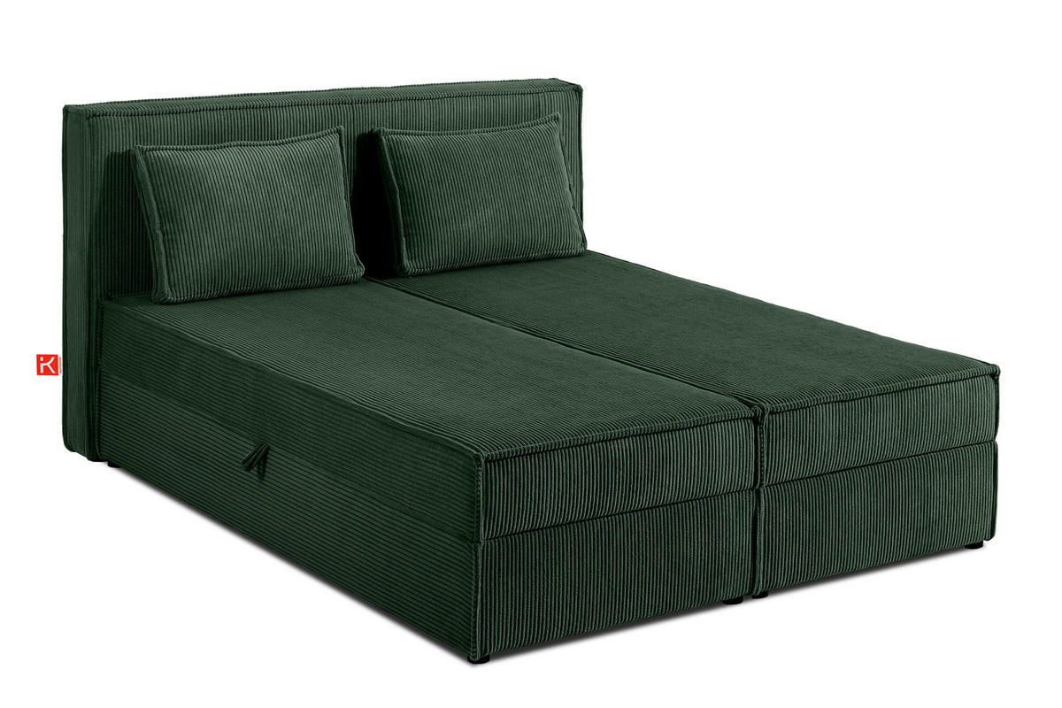 BOXSPRINGBETT ROTI mit Stauraum, dunkelgrün - Dunkelgrün/Schwarz, Holz/Holzwerkstoff (140/200cm) - KONSIMO®
