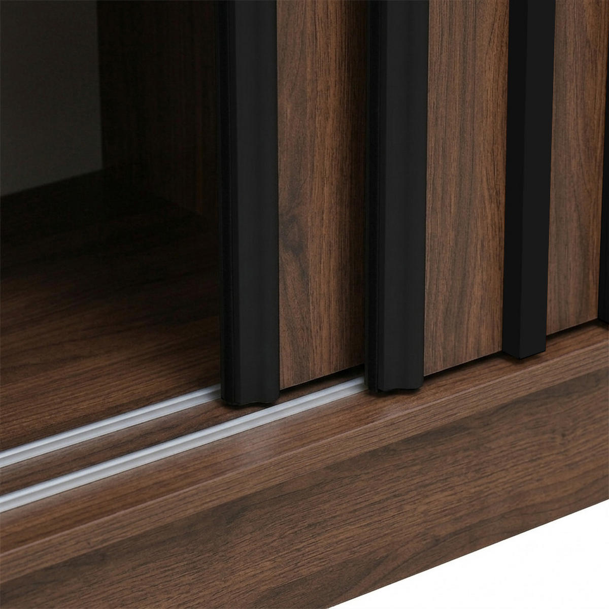 KOMMODE Horizon mit 2 Schiebetüren, 120 cm, Walnuss+Schwarz - Walnussfarben/Schwarz, Holzwerkstoff (121/85/43.5cm) - Beautysofa