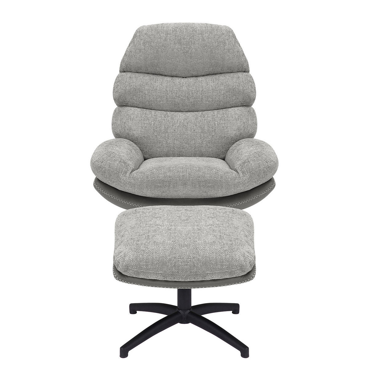 RELAXSESSEL - Schwarz/Grau, Kunststoff/Textil (78/102/90cm) - home24