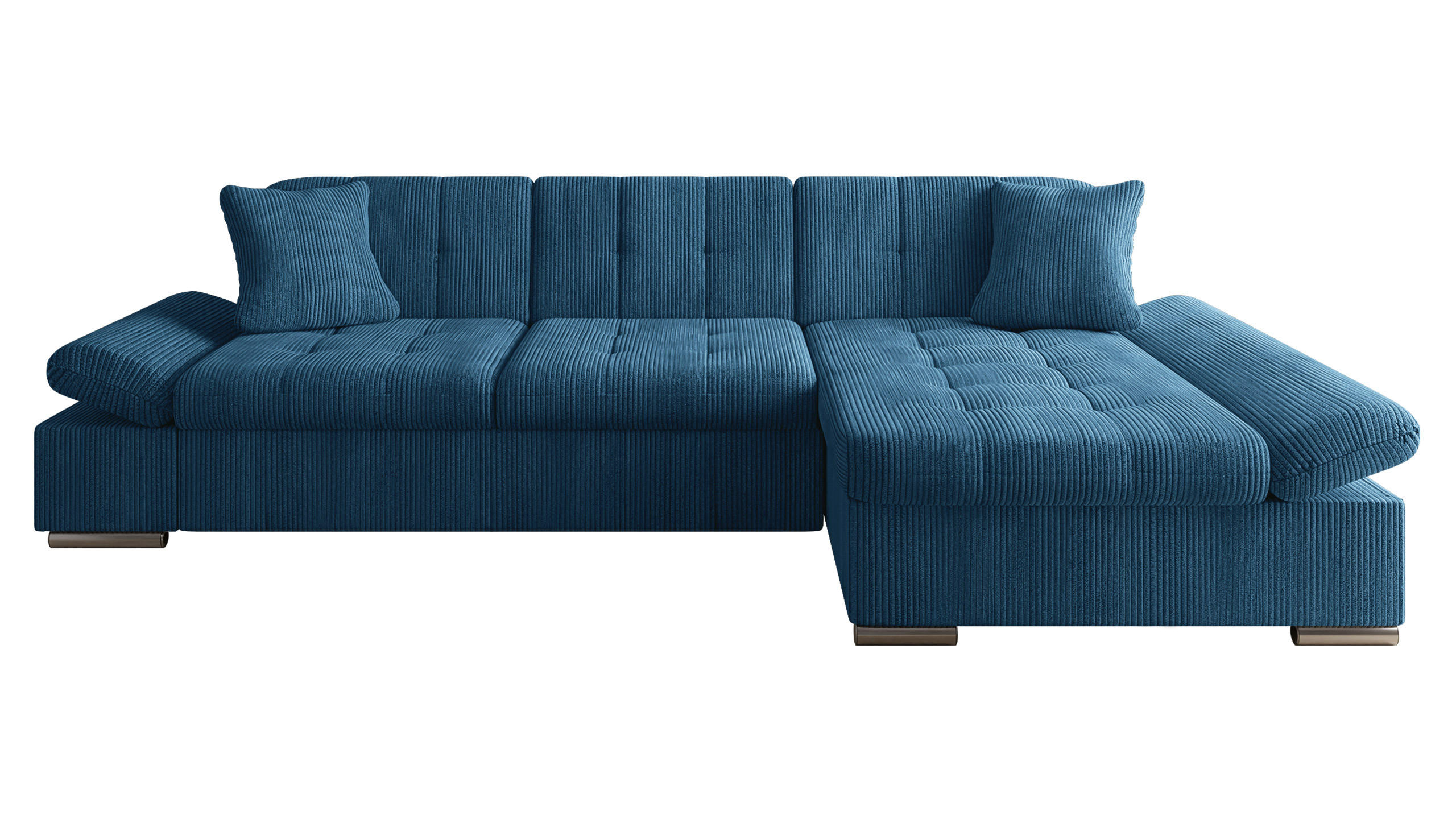 ECKSOFA Montana Cord, Seite: Rechts - Dunkelblau, Holz/Textil (278/161cm) - MIRJAN24