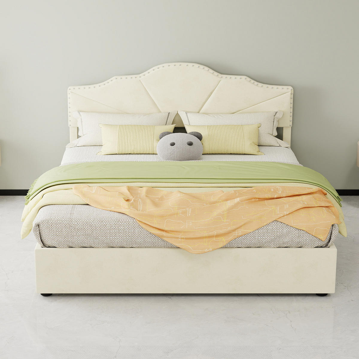 STAURAUMBETT 160/200 cm DE-32959 mit Pneumatik-Stauraum und Matratze Beige - Beige, Metall (160/200cm) - ComfortXL
