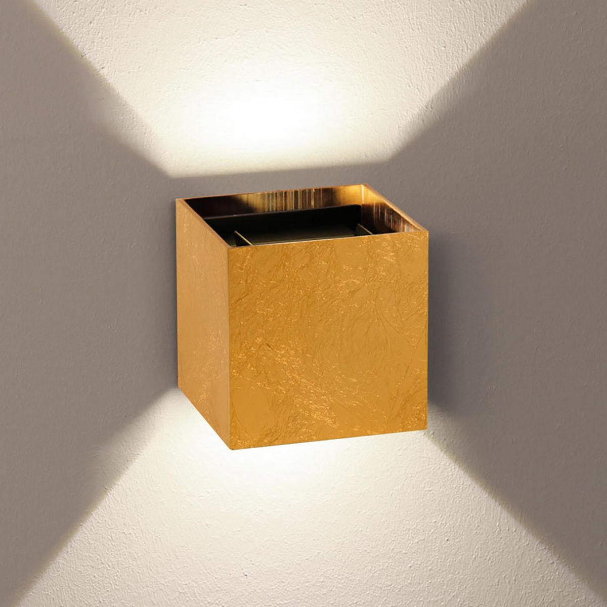 LED-WANDLAMPE Ixa mit Sensor Blattgold Quadratisch - Goldfarben, Metall (10/10/10cm) - s.luce