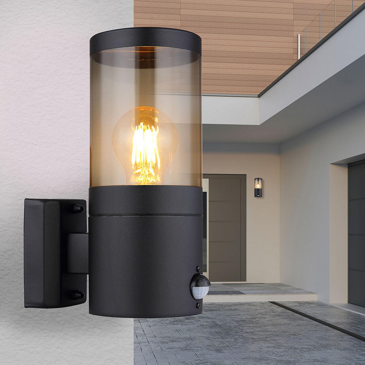 LED AUSSEN-WANDLEUCHTE Edelstahl Schwarz - Schwarz, Kunststoff (10.2/24.5/17cm) - Globo Lighting