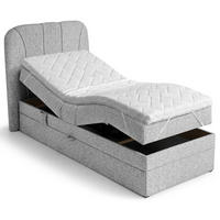 BOXSPRINGOVÁ POSTEL Romeo, jednolůžko s elektrickým polohováním matrace, 90x200 cm, světle šedá - světle šedá, textil (90/200cm) - Beautysofa