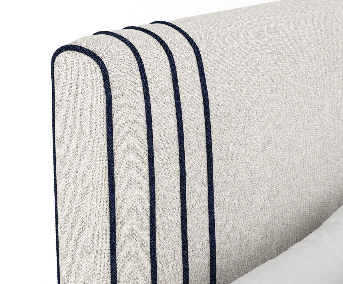BOXSPRINGBETT Casone Hellbeige/Marineblau 200/200 cm mit Latex-Topper - Beige/Silberfarben, Holz/Holzwerkstoff (200/200cm) - Maison de Reve