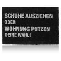 FUSSMATTE Schwarz Weiß Kokos Spruch Schuhe ausziehen 60x40 cm - Schwarz, Kunststoff/Textil (60/40cm) - Relaxdays