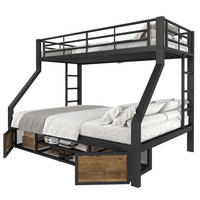 ETAGENBETT 90/200 cm und 140/200 cm Schwarz mit Schuhschrank ohne Matratze - Schwarz, Metall (140/200cm) - MIVRAY