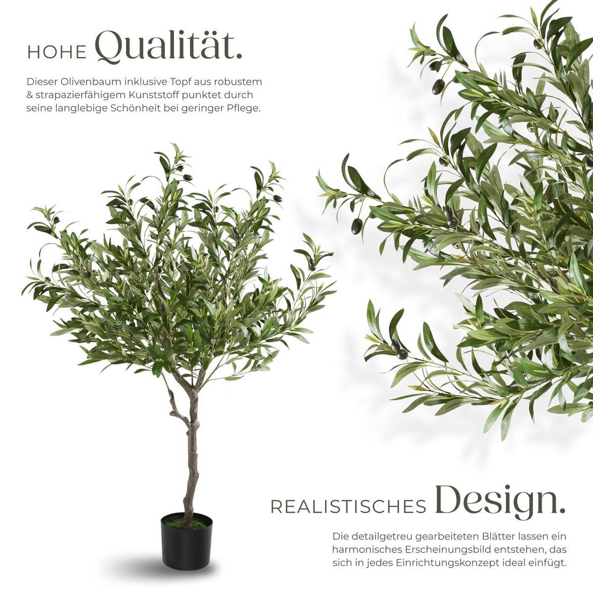 KÜNSTLICHER-OLIVENBAUM Oleand,stabiler Kunststoff-Blumentopf,grün - Grün, Kunststoff (120cm) - tectake