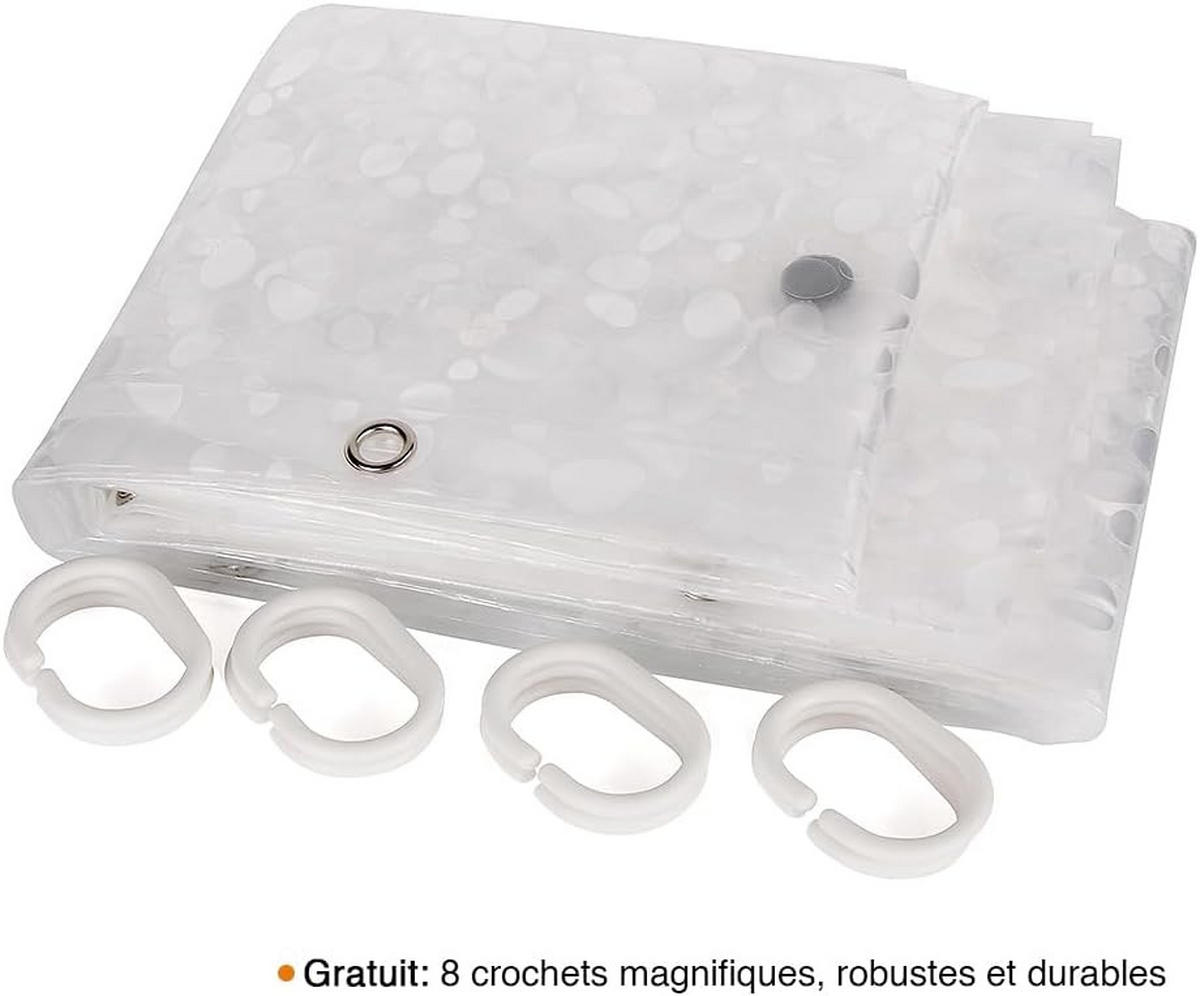 DUSCHVORHANG EVA schimmelresistent wasserdicht mit Ringe und Magnetgewicht halbdurchsichtig - Transparent, Kunststoff (120/180cm) - MCBOSON
