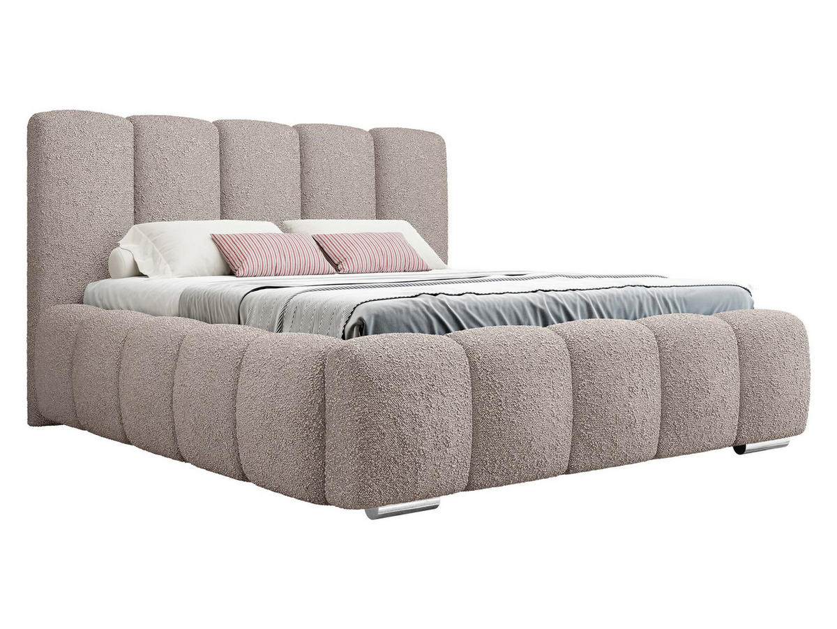 POLSTERBETT Wizko Boucle - Chromfarben/Naturfarben, Holz/Holzwerkstoff (160/200cm) - MIRJAN24