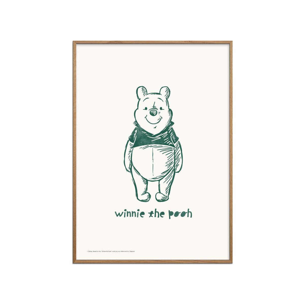 POSTER mit Rahmen Disney - Disney's Winnie the Pooh Standing Smile - Eichefarben/Beige, Holz/Papier (50/70cm) - Poster&Frame