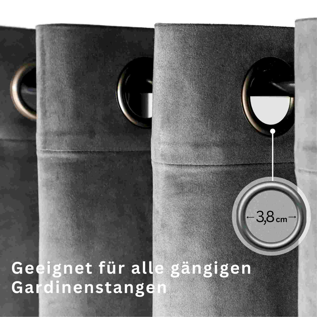 ÖSENVORHANG VELVET SIGNATURE - Anthrazit, Textil (140/1/250cm) - Tom Tailor