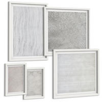 BILDER SET 5er Set - 50x50 cm & 20x30 cm & 40x60 cm Weißer Rahmen - Sandmuster geometrische Strukturen - Weiß, Kunststoff (40/60cm) - TULUP