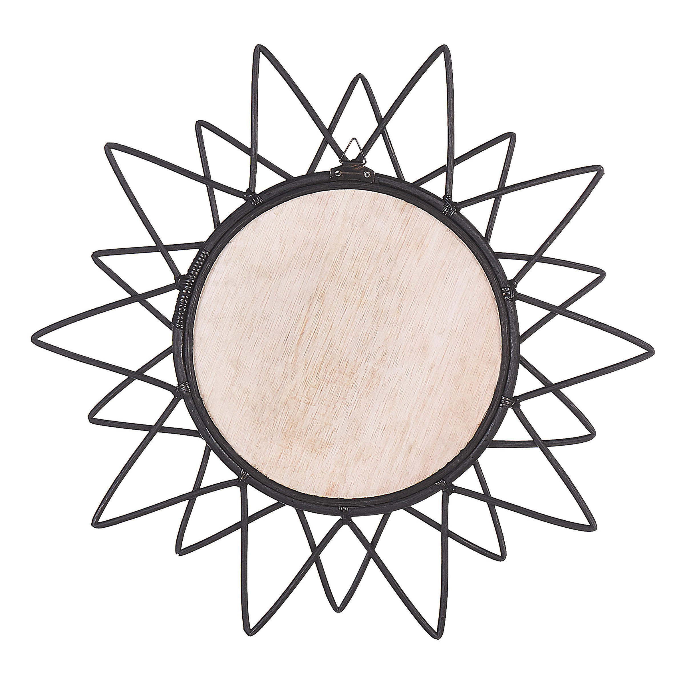 WANDSPIEGEL Rattan schwarz Sonnenform 61 cm Aroek - Schwarz, Naturmaterialen (61/61/3cm) - Beliani