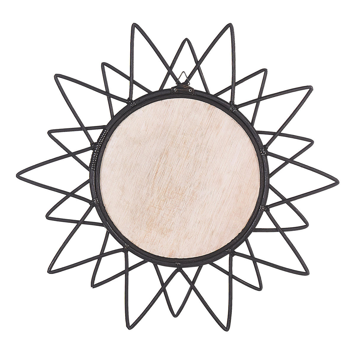 WANDSPIEGEL Rattan schwarz Sonnenform 61 cm Aroek - Schwarz, Naturmaterialien (61/61/3cm) - Beliani