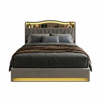 POLSTERBETT 140x200 mit stauraum, doppelbett mit LED, Bettkasten, Lattenrost, USB, Kopfteil, Samtstoff, Grau - Grau, Holz/Textil (140/200cm) - GENKI LIVING