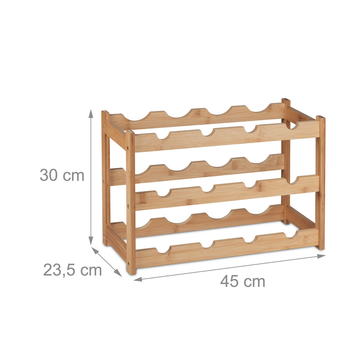 WEINREGAL - Hellbraun, Holz (45/30/23.5cm) - Relaxdays