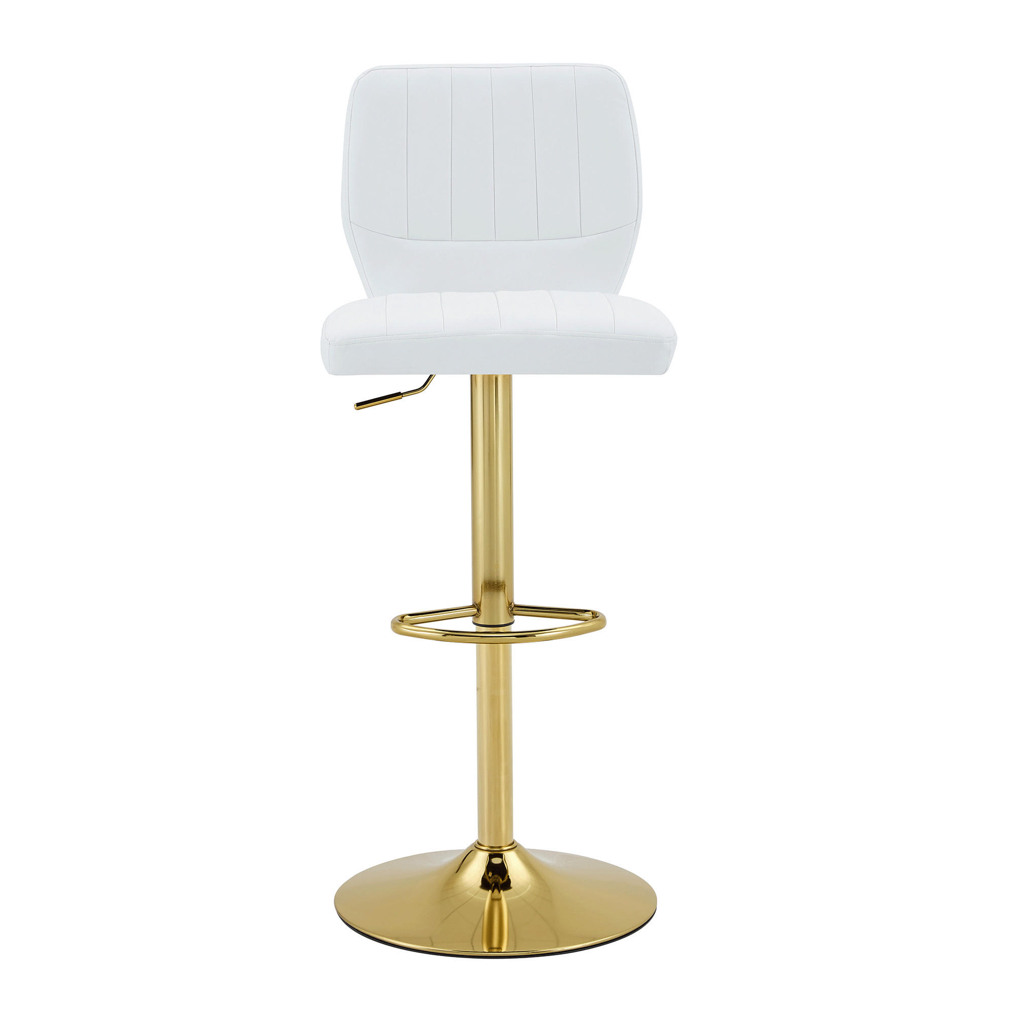 BARHOCKER Weiß-Gold 2er-Set höhenverstellbar drehbar 360° mit Kunstleder - Weiß, Metall (52/93/45cm) - PANGIVO