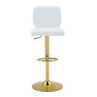 BARHOCKER Weiß-Gold 2er-Set höhenverstellbar drehbar 360° mit Kunstleder - Weiß, Metall (52/93/45cm) - PANGIVO