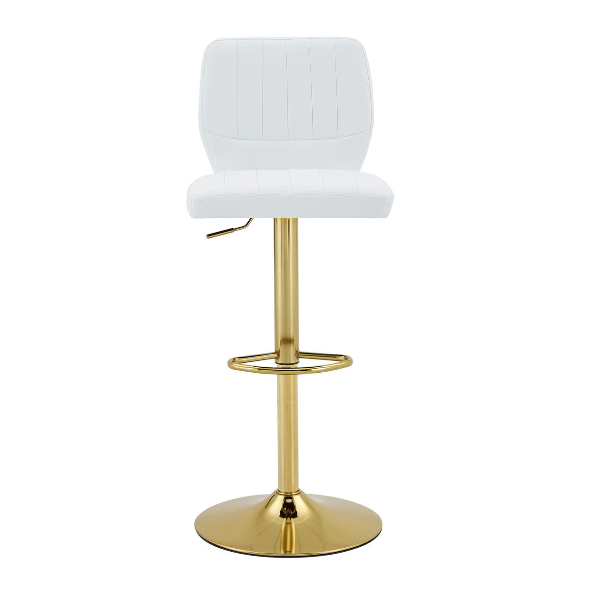 BARSTOL 2-PACK i Konstläder i Vitt och Guld, höj- och sänkbar samt 360° snurrbar - Vit, Läder (52/62/45cm) - Urban Meuble