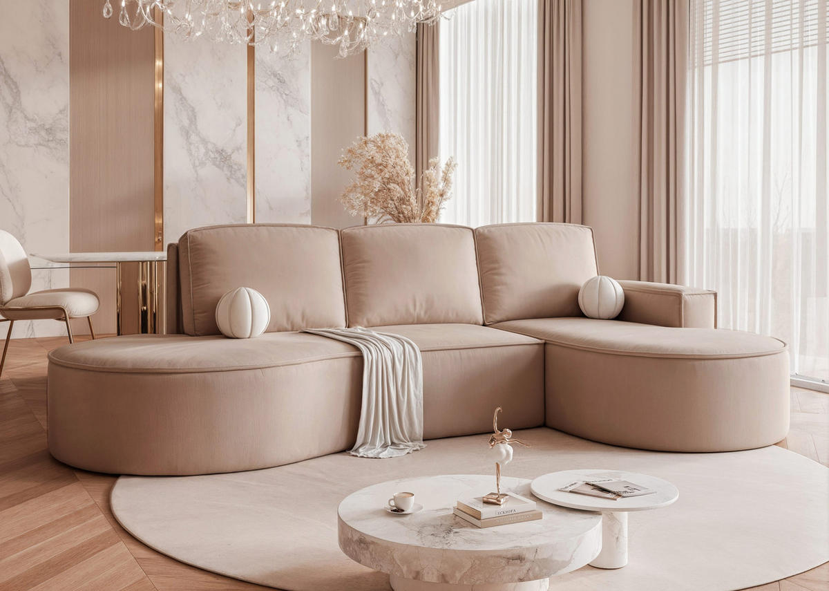 ECKSOFA SOFIA mit Schlaffunktion und Bettkasten Braun - Braun, Holzwerkstoff/Kunststoff (277/157cm) - Idohome