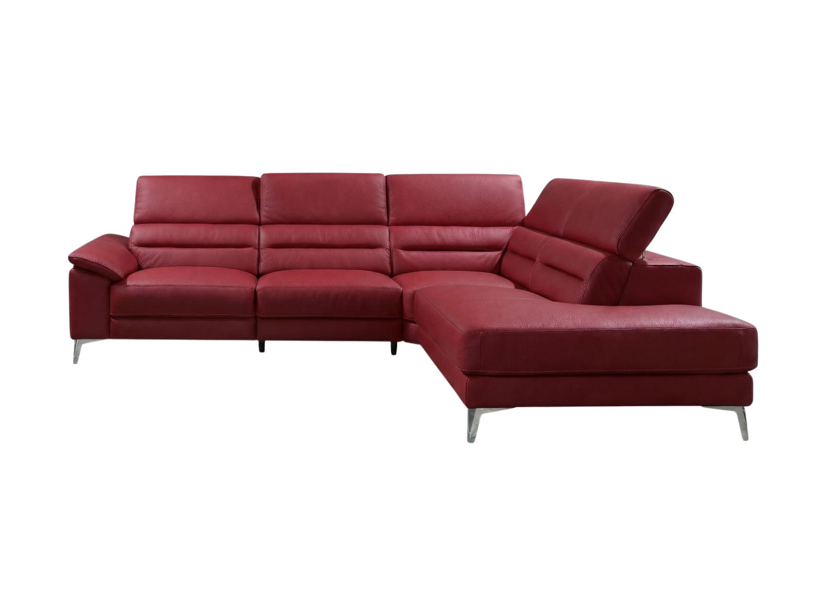 ECKSOFA Tucano Echtleder Rot - Rot, Leder/Metall (258/232cm)