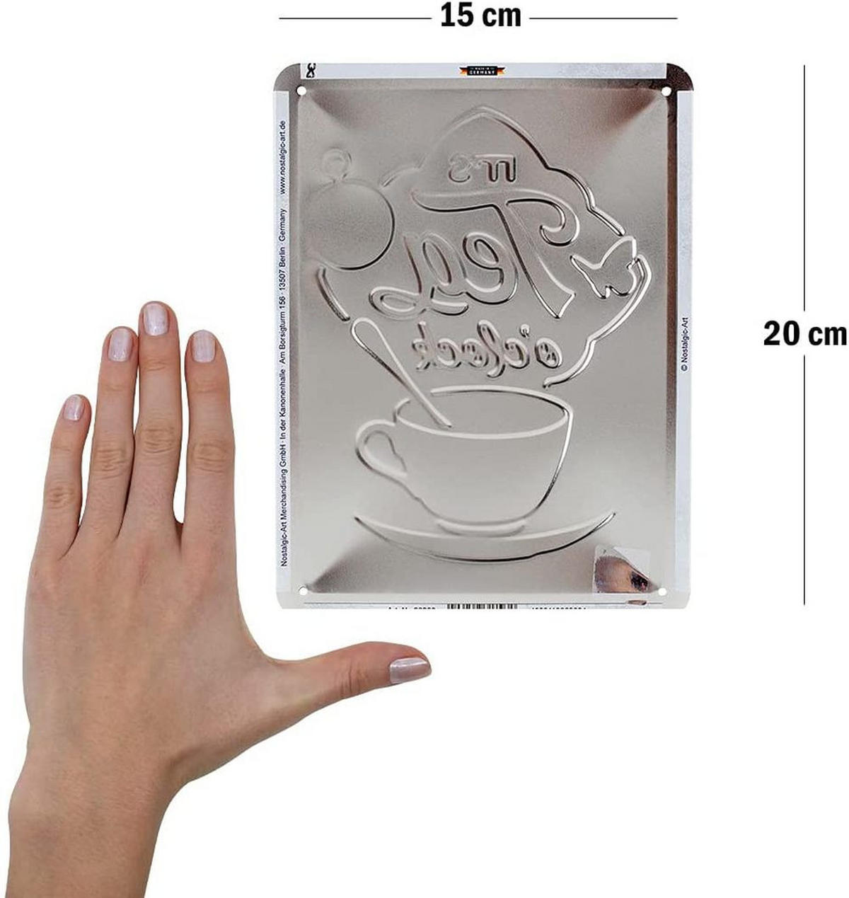 BLECHSCHILD 15/20 cm Home & Country It's Tea O'Clock - Multicolor, Metall (15/20/0.5cm) - Nostalgic-Art
