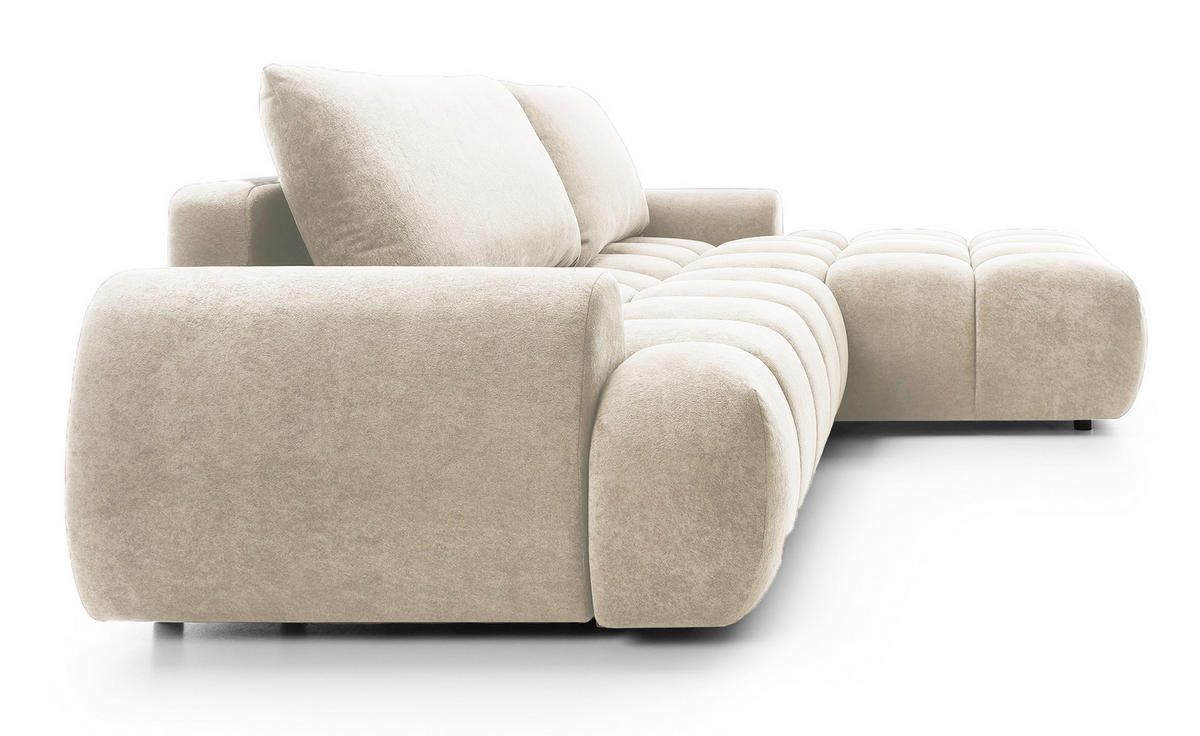 ECKSOFA 280 cm Valerio mit Bettkasten, 280 cm, Rechts, Schlaffunktion, Vanille - Ecru, Holz (177/280cm) - Emporius