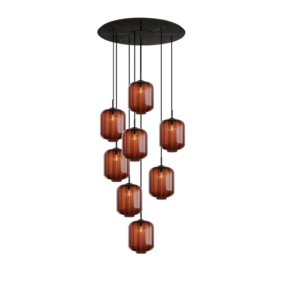 GALERIELEUCHTE Velo 8-flammig Braun Ø 25cm - Schwarz/Braun, Glas (25/25/27cm) - s.luce