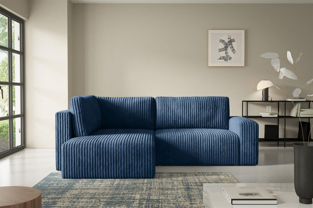 ECKSOFA Natalia Xl - Dunkelblau, Holzwerkstoff/Textil (182/245cm) - Fun Möbel