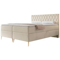 BOXBETT Caresso Hellbeige, Velours, 140x200 cm - Ecru/Goldfarben, Textil/Metall (140/200cm) - Selsey
