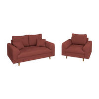 SITZGARNITUR 2+1 Alma Terrakotta Cord - Terra cotta/Braun, Holz/Textil (150/81/93cm) - S-Style Möbel