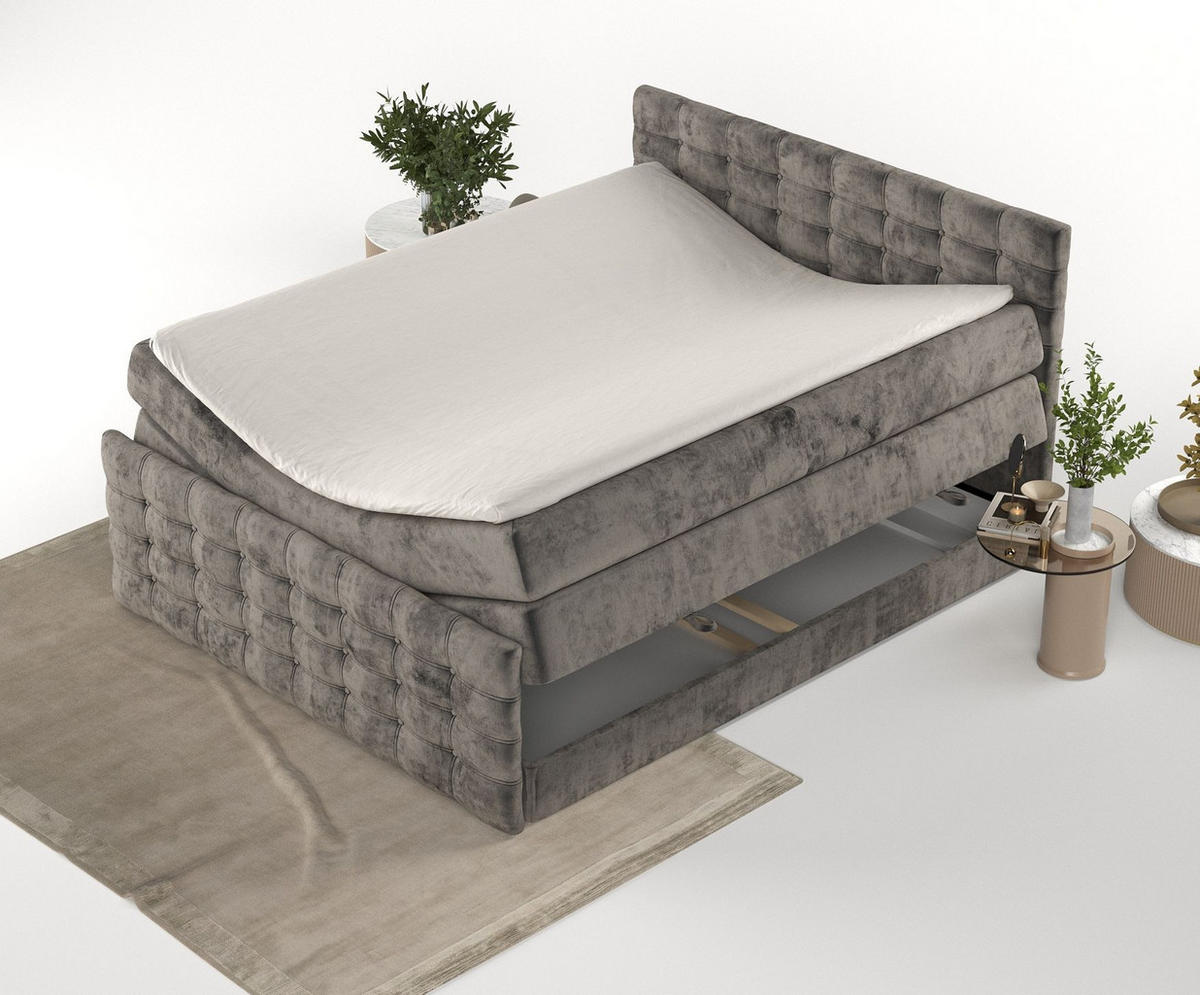 BOXSPRINGBETT Blend Dunkebraun 120/200 cm mit Matratze und Topper - Dunkelbraun/Schwarz, Holz/Holzwerkstoff (120/200cm) - Maison de Reve