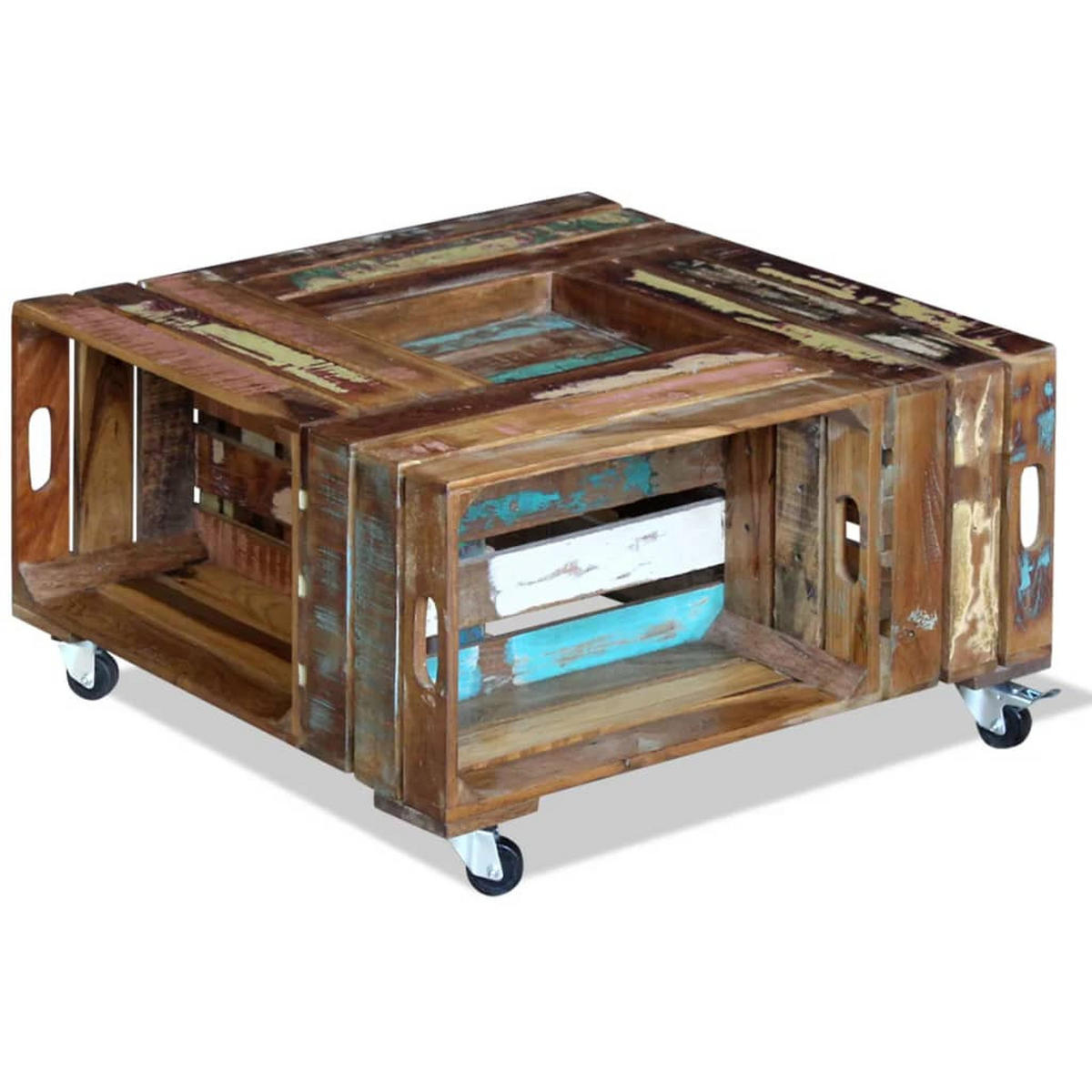 COUCHTISCH Altholz Massiv 70x70x35 cm - Multicolor, Holz (70/70/35cm) - furnicato