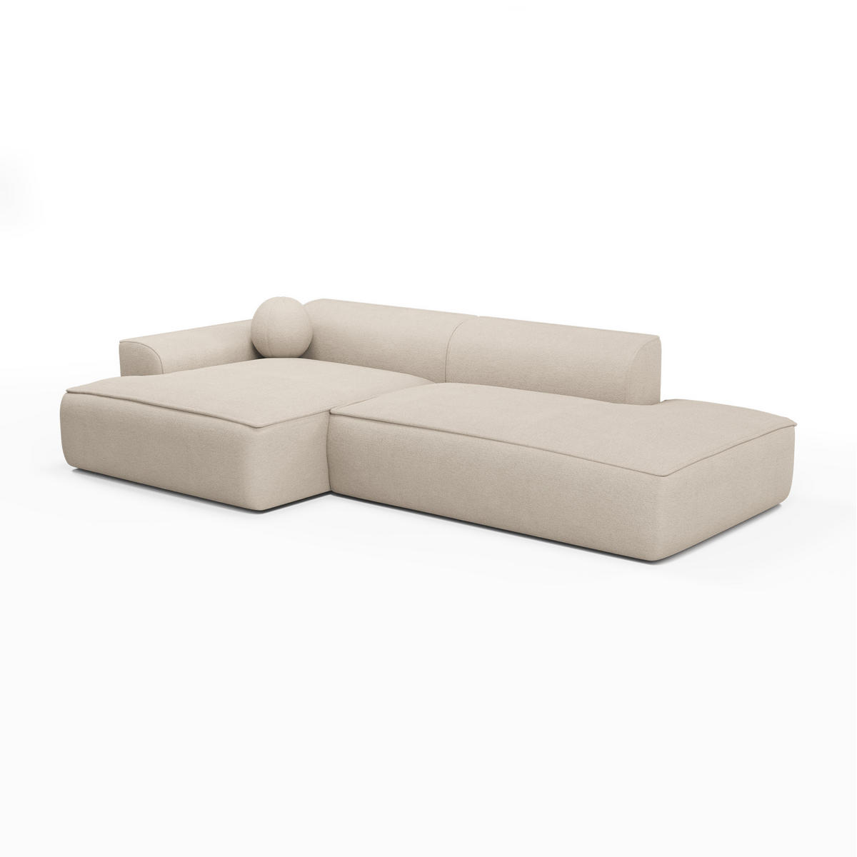 ECKSOFA LINKS Rastergewebe Creme 300cm - Creme, Textil (155/300cm) - Sia Home