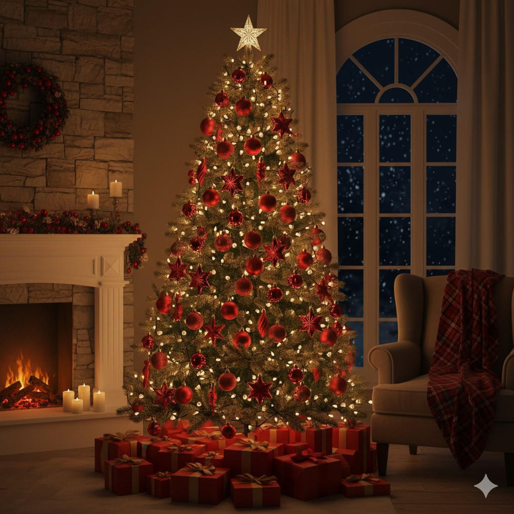 CHRISTBAUMSCHMUCK Set 32-teilig - Rot, Kunststoff (6/32.5/24.5cm) - Home Styling Collection