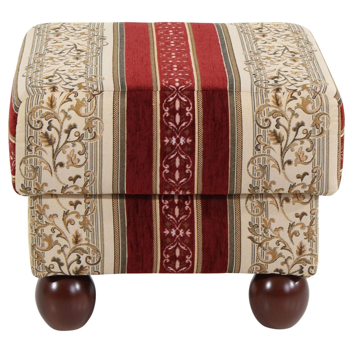 HOCKER Kasha Bezug Chenille Buche nussbaum dunkel / rot - Wengefarben/Rot, Kunststoff (54/48/54cm) - 58aufmkessel