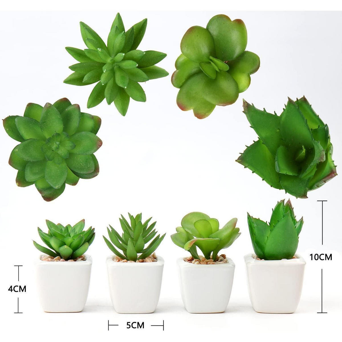KUNSTPFLANZEN-SET Mini Sukkulenten im Keramiktopf 4-teilig - Multicolor, Keramik (4cm)