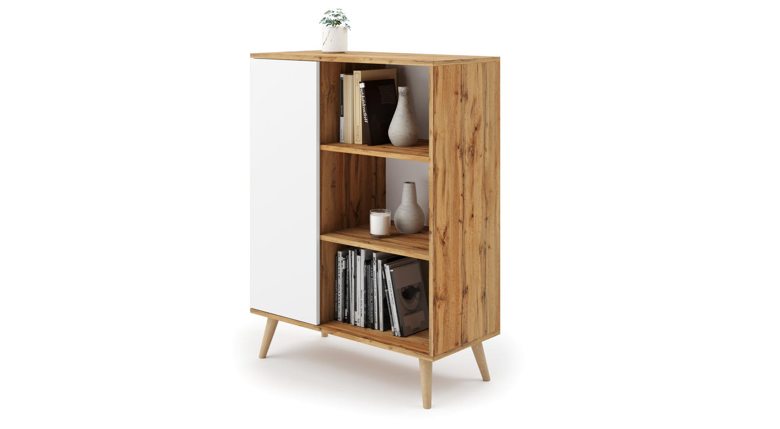 BÜCHERREGAL Fondi - Eiche Bianco, Holzwerkstoff (40/116/90cm) - RAUMHIRSCH FURNITURE