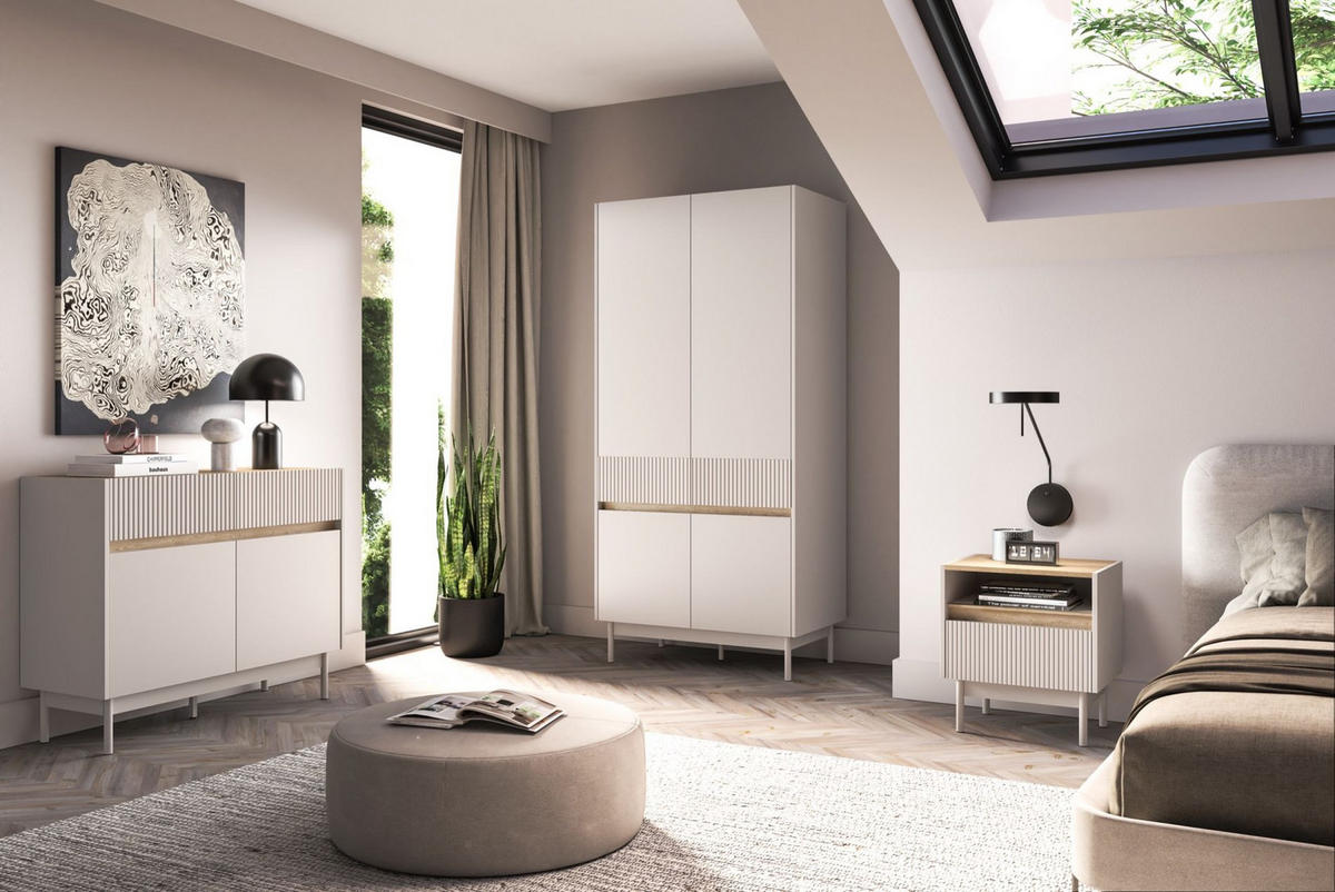 KLEIDERSCHRANK Dunea Kaschmirgrau/Eichenholzoptik 92 cm - Taupe/Beige, Holzwerkstoff (92/193/53cm) - Selsey