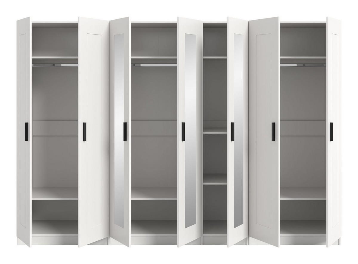 KLEIDERSCHRANKKOMBINATION VISBY (B/H/T: ca. 280/194/56 cm) in weiß/weiß - Weiß, Holzwerkstoff (280/194/56cm)